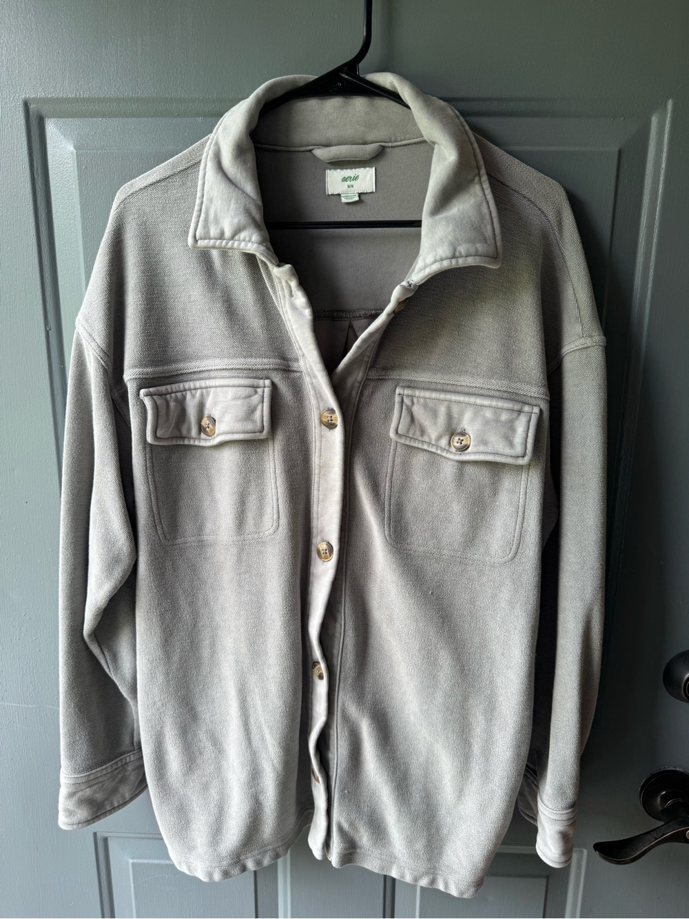 aerie gray fleece utility jacket